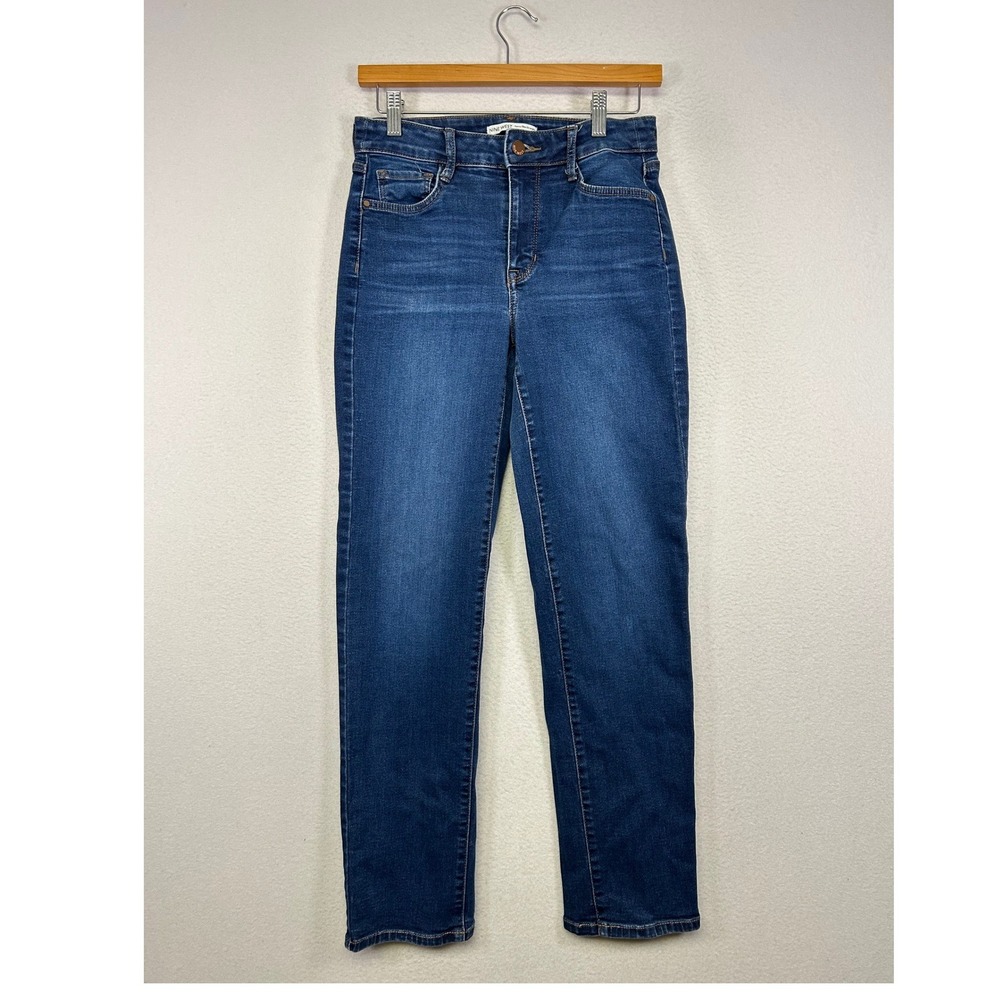 Classic Nine West Womens 4 Blue Curvy Slim Straight High Rise Stretch Jeans